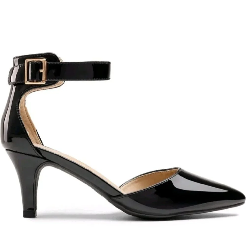 Dream Pairs Womens Patent Leather Sz 5 Dress Shoes Pointed Toe Ankle Strap Pumps